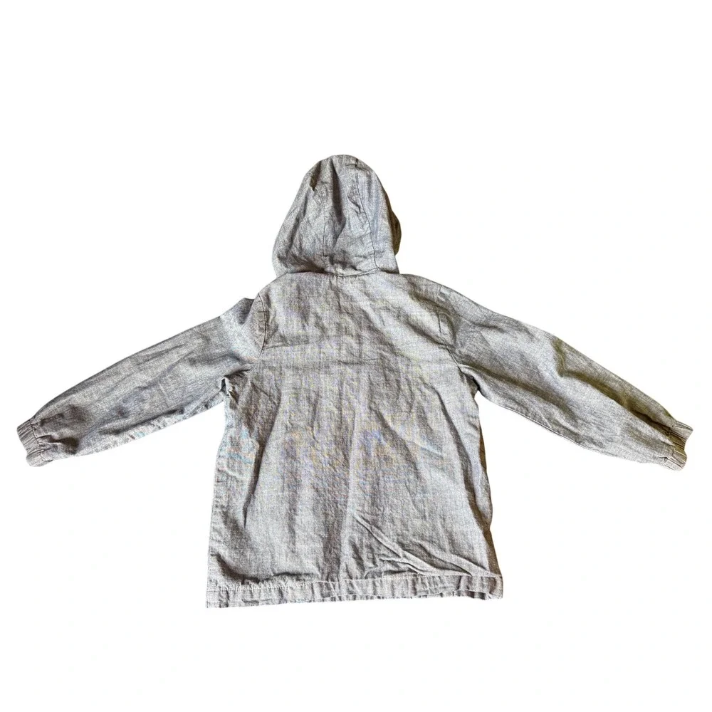 Old Navy Boys 5T Blue Chambray Pullover Hoodie Henley Kangaroo Pocket‎ Top